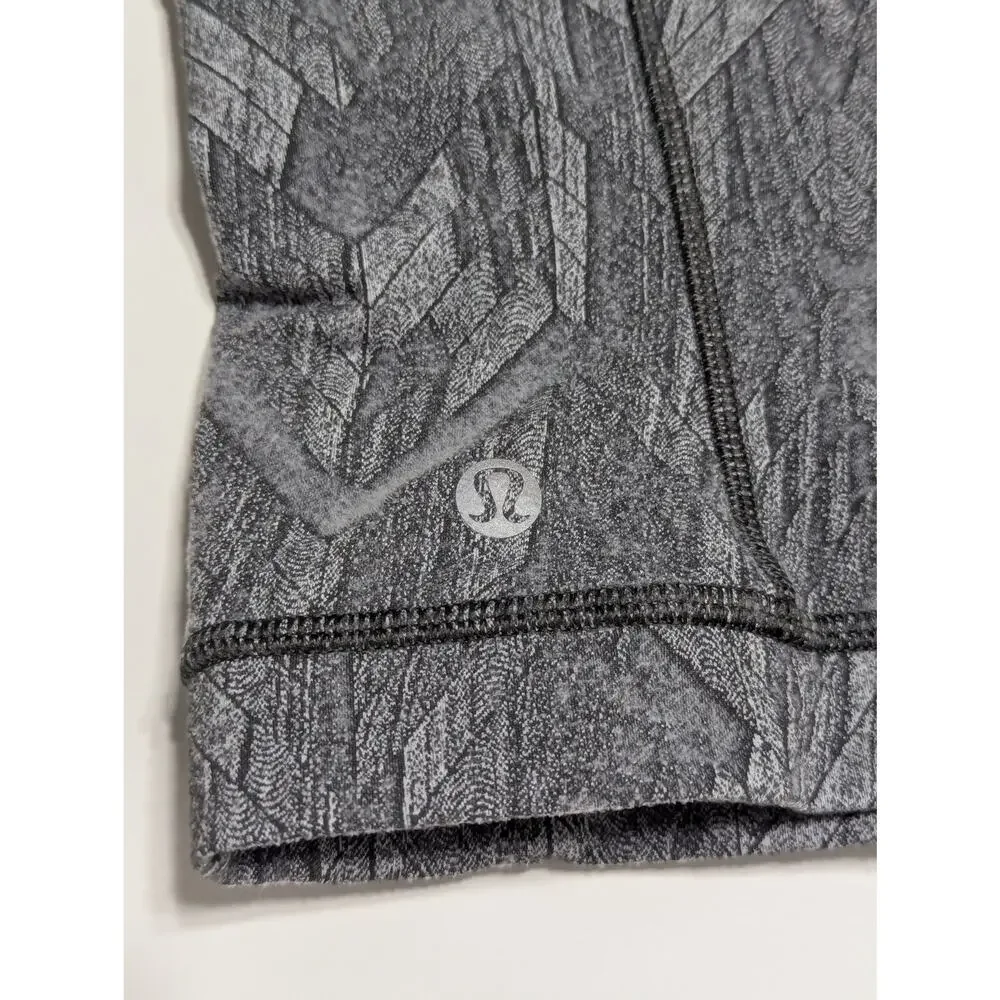 Lululemon Its Rulu Run Cropped Half Zip Jacket Pullover Reverberate Chevron Grey